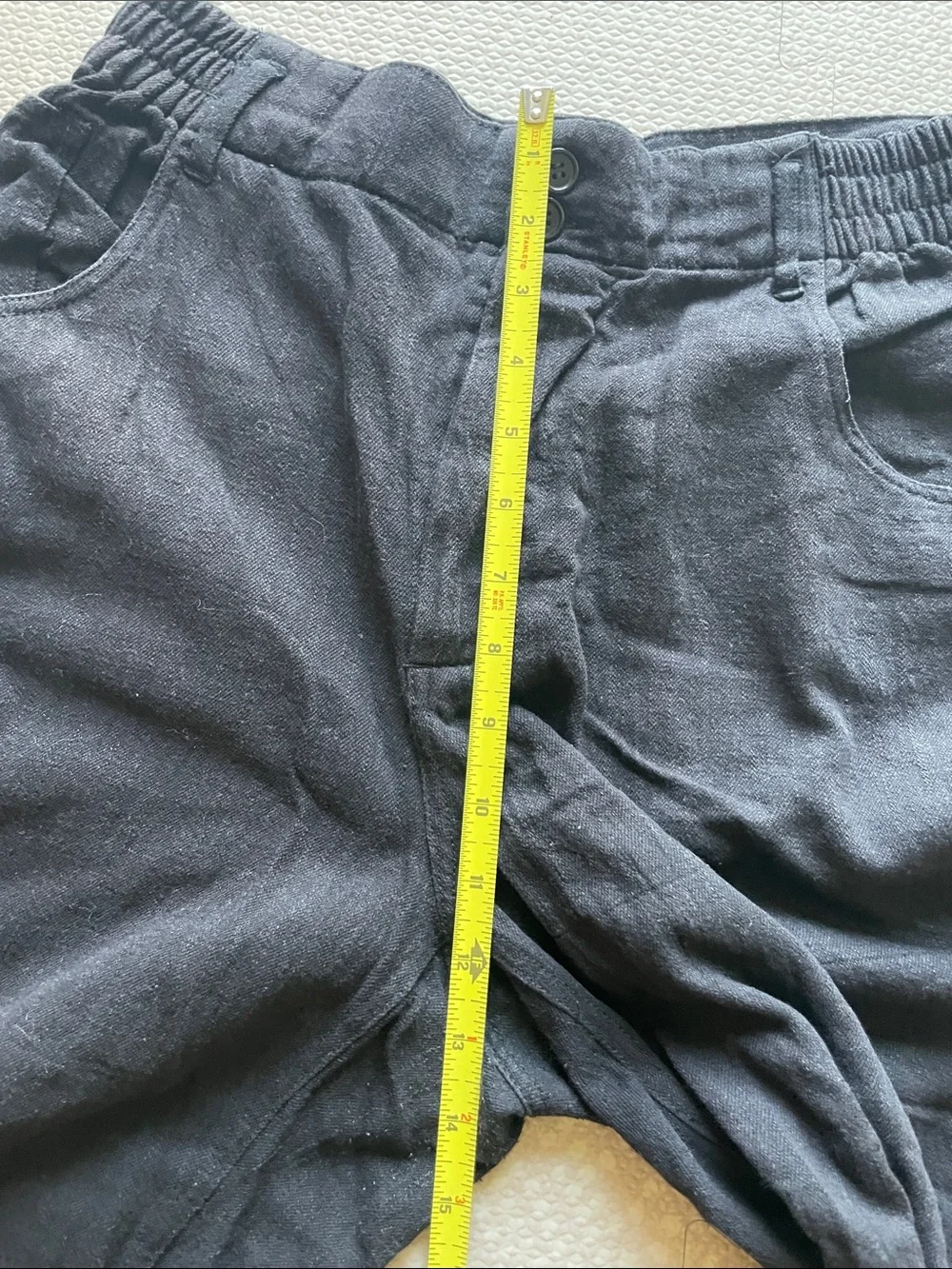 ZARA Womens Black Casual Elastic-Waist Linen-Blend Pants Size Medium